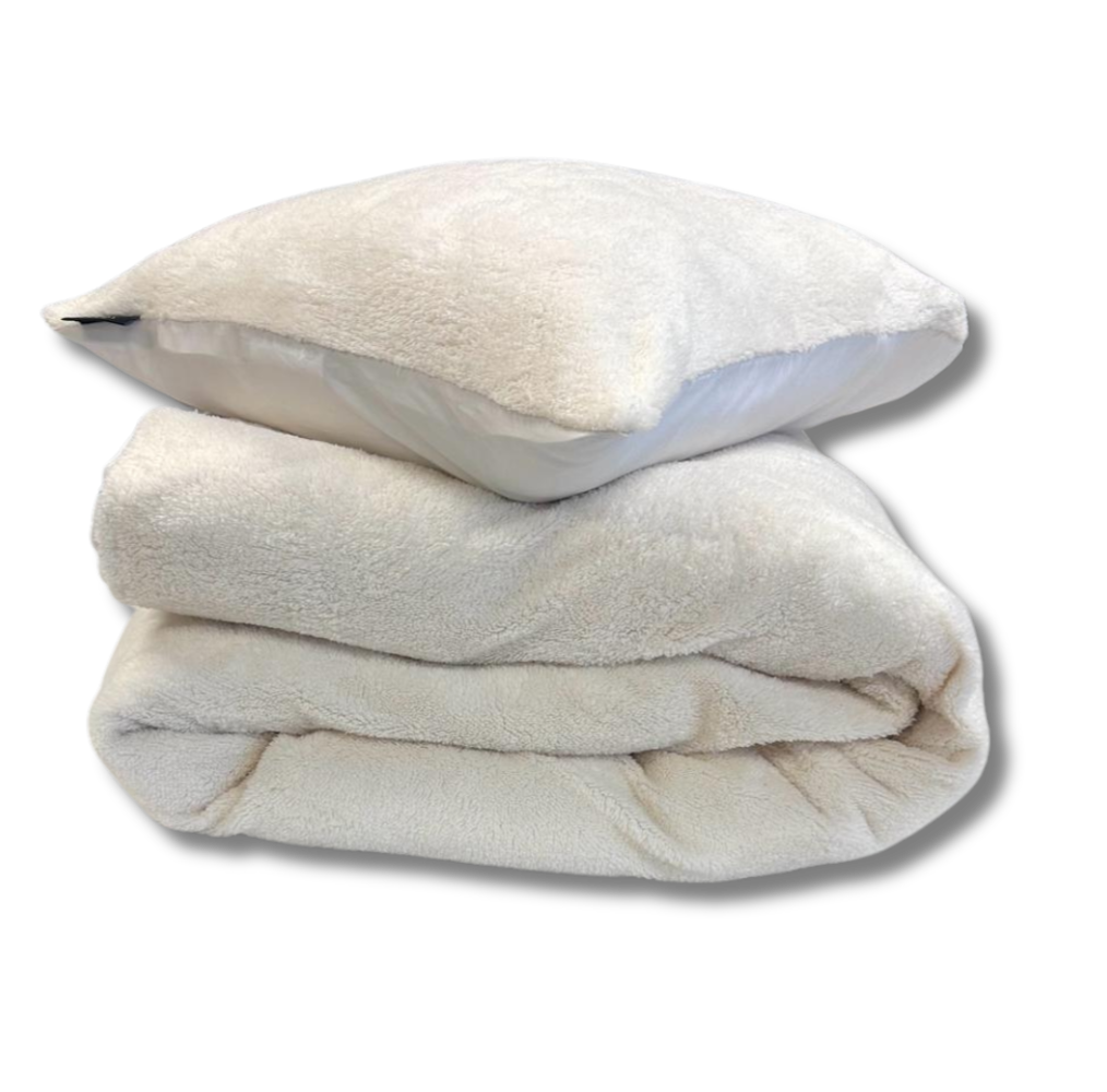 Teddy fleece dekbedovertrek onderkant microvezel - parelwit