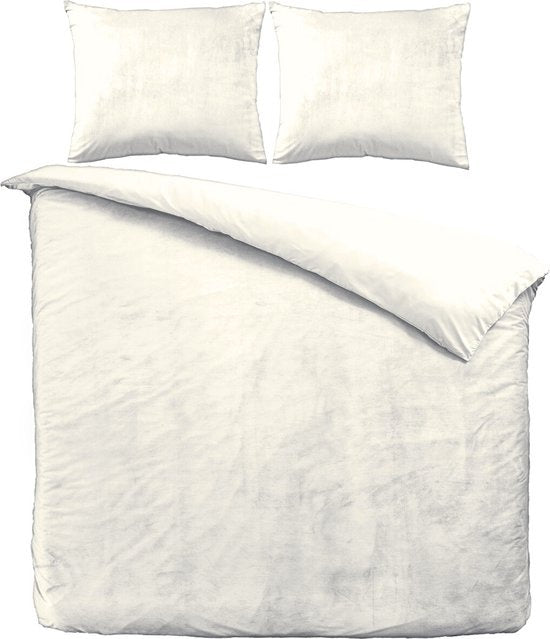Velvet dekbedovertrek - parelwit - 2-persoons (200x220 + 2st 60x70cm)