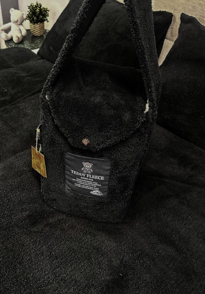 Teddy fleece dekbedovertrek onderkant microvezel - Zwart