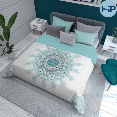 Bedsprei Mandala - turquoise - 170x210 cm