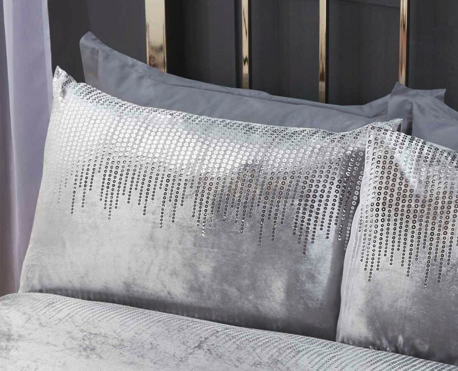 Velvet dekbedovertrek Tiffany zilver - 1-persoons (135x200 + 50x75cm)