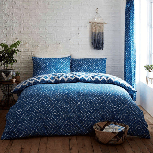 Dekbedovertrek Indigo diamonds - blauw - Microvezel - Lits-jumeaux (230x220 + 2st 50x75cm)