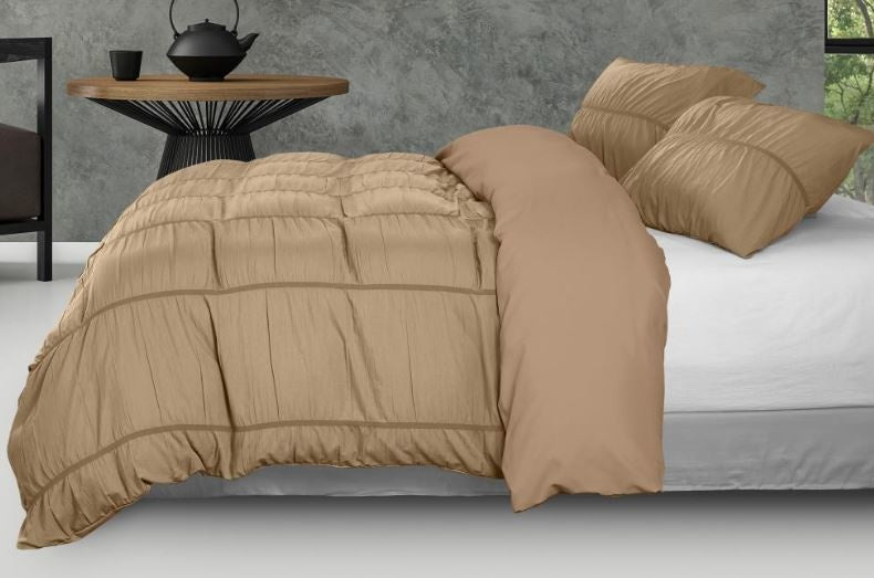 Mircrovezel dekbedovertrek Calais - taupel - 1-persoons (140x220 + 60x70 cm)