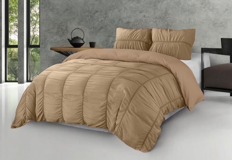 Mircrovezel dekbedovertrek Calais - taupel - 1-persoons (140x220 + 60x70 cm)