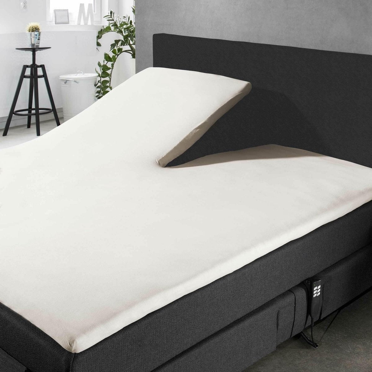 Splittopper hoeslaken - jersey - crème - 160x220 cm