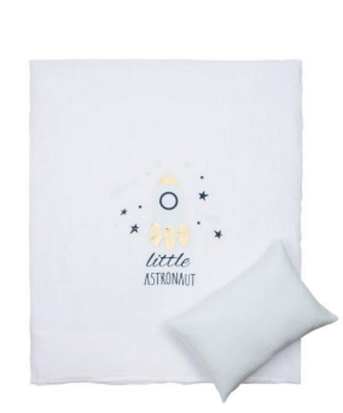 Ledikant dekbedovertrek set Little astronaut - katoen