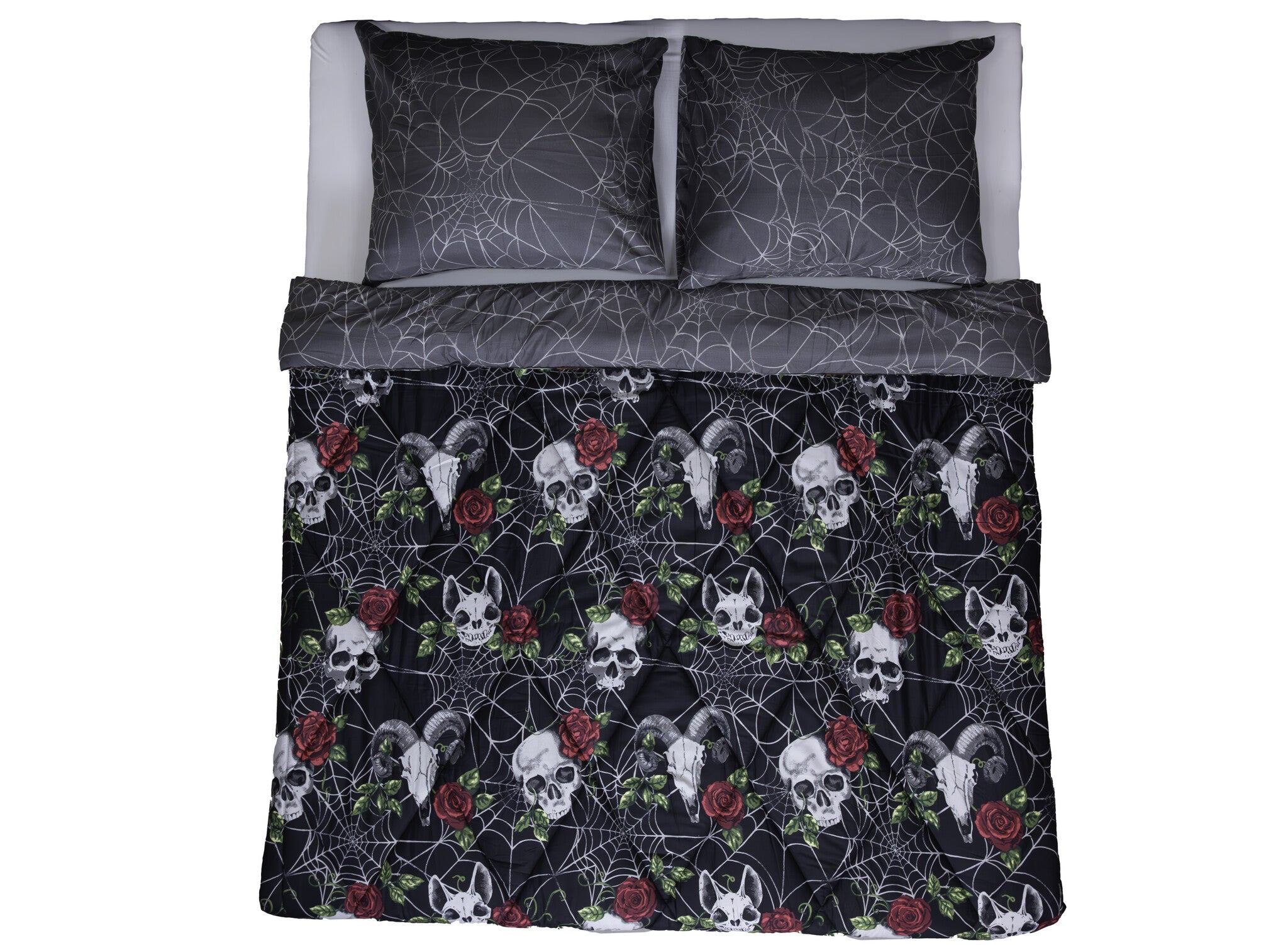 Decoware dekbed zonder overtrek inclusief kussensloop Skulls & Roses - microvezel