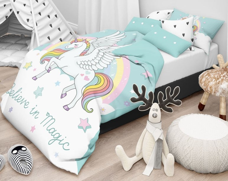 Kinderdekbedovertrek Believe in magic - Katoen - 1-persoons (140x220 + 60x70 cm)