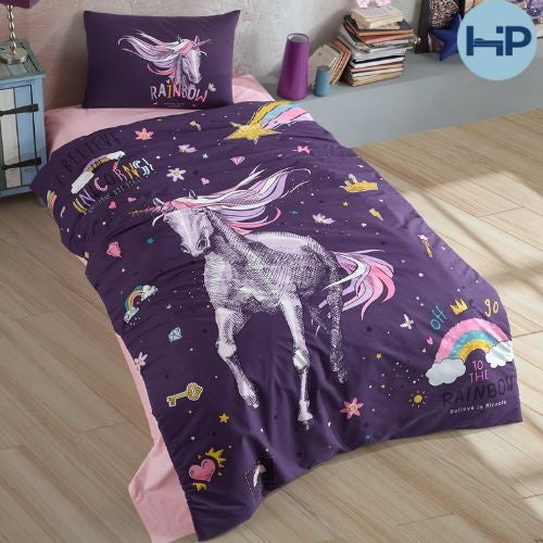 Decoware dekbedovertrek Rainbow unicorn - Katoen - eenpersoons (140x220 + 60x70 cm)