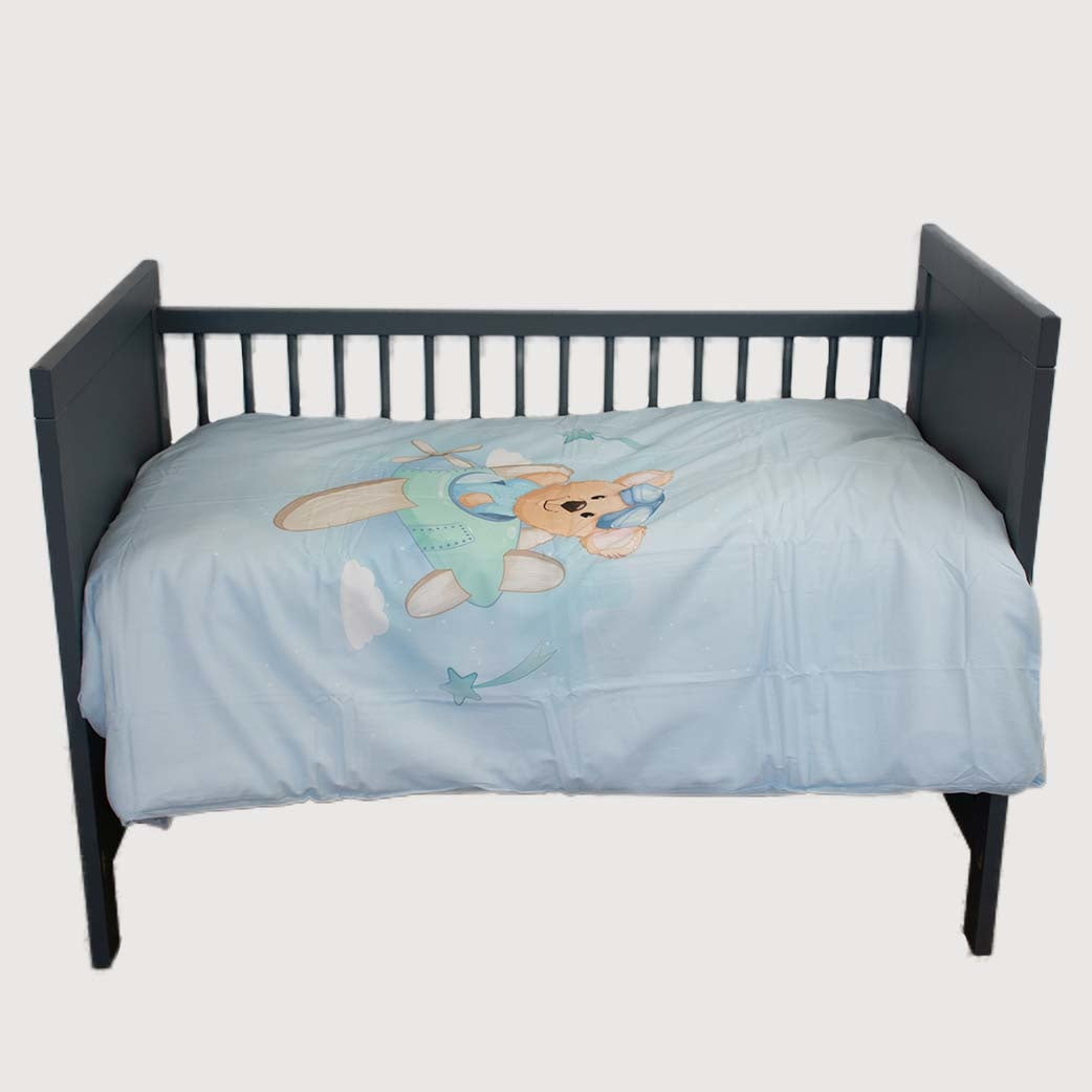 Decoware ledikant dekbedovertrek Pilot bear - katoen - 100x140 + 40x60 cm
