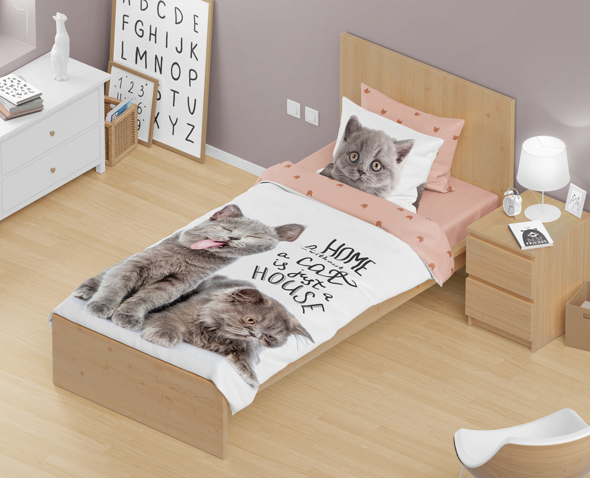 Dekbedovertrek A Home Without A Cat Is Just A House - katoen - 1-persoons (140x200 + 70x90 cm)