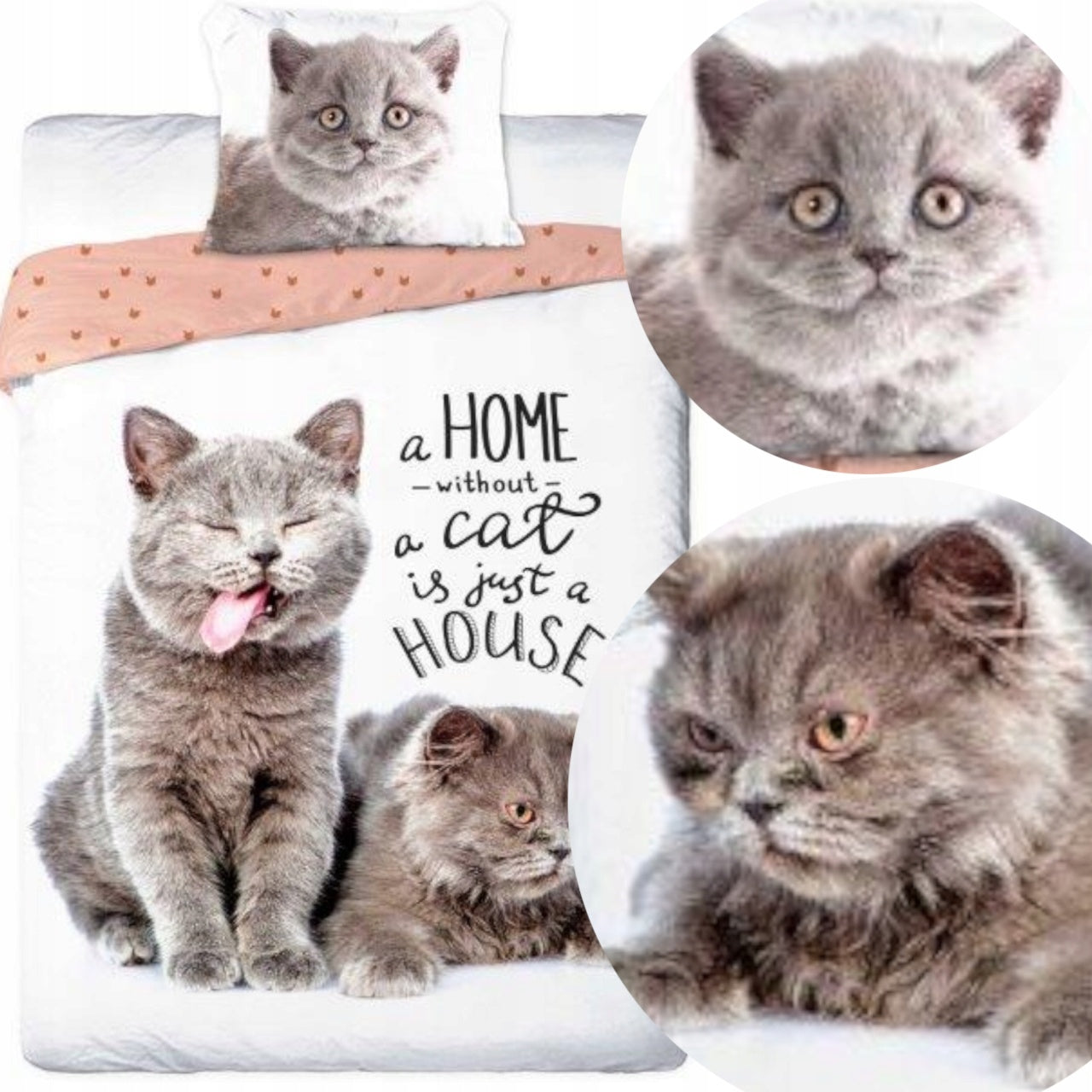 Dekbedovertrek A Home Without A Cat Is Just A House - katoen - 1-persoons (140x200 + 70x90 cm)