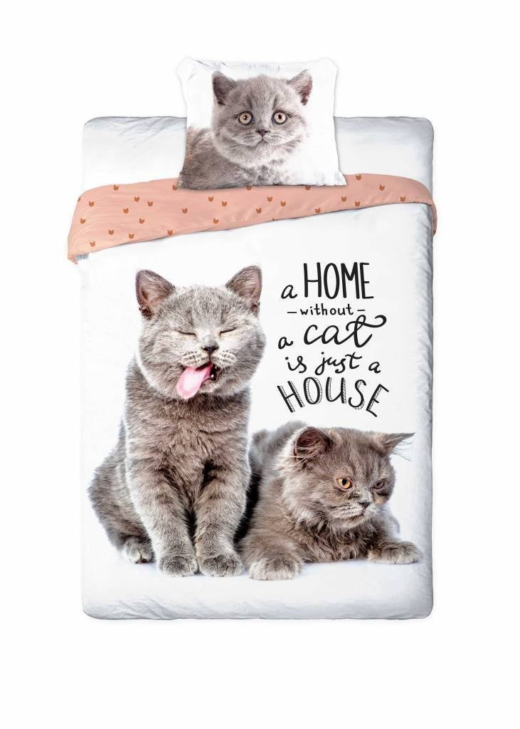 Dekbedovertrek A Home Without A Cat Is Just A House - katoen - 1-persoons (140x200 + 70x90 cm)