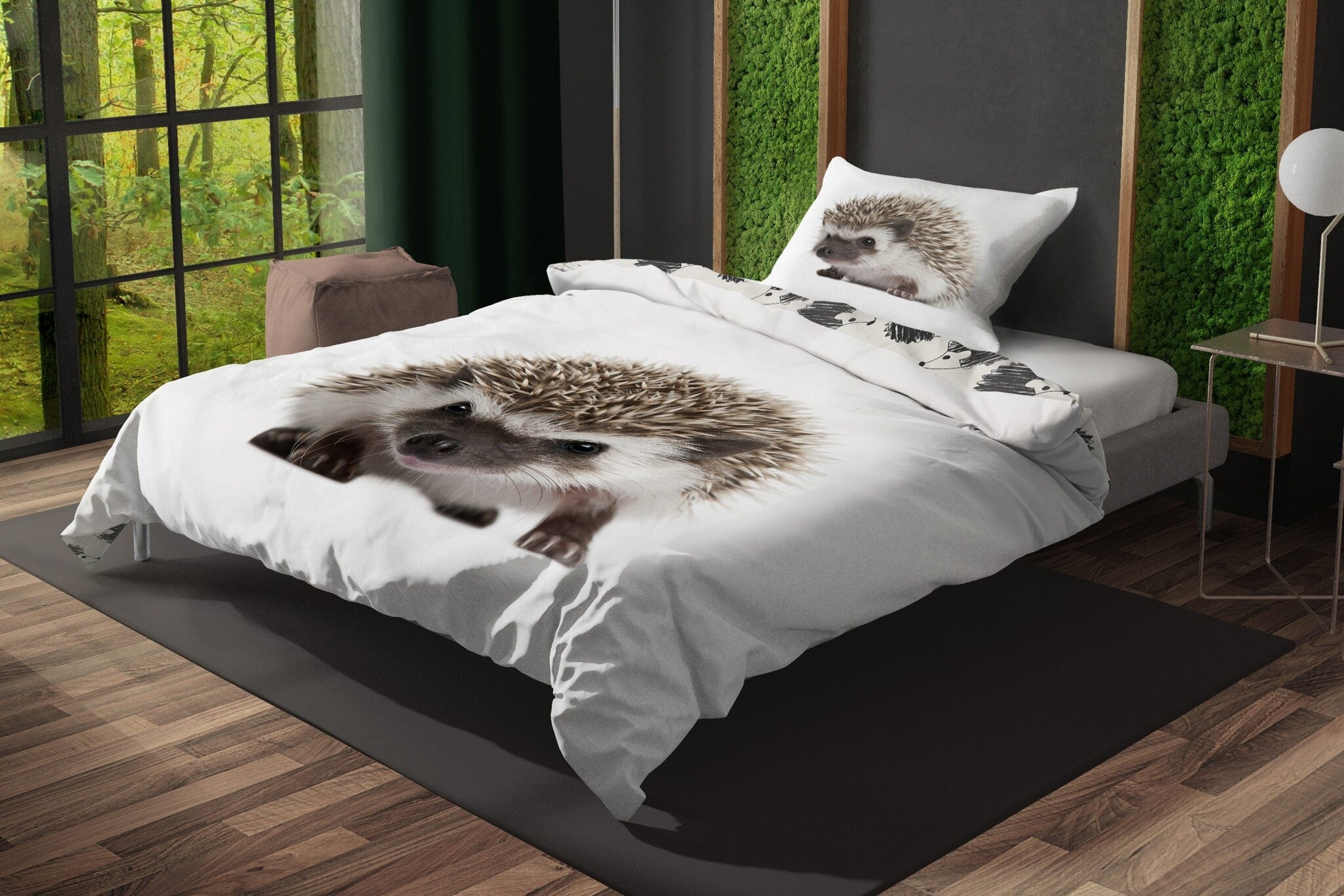 Dekbedovertrek Egel Grijs - Katoen - 1-persoons (140x200 + 70x90 cm)