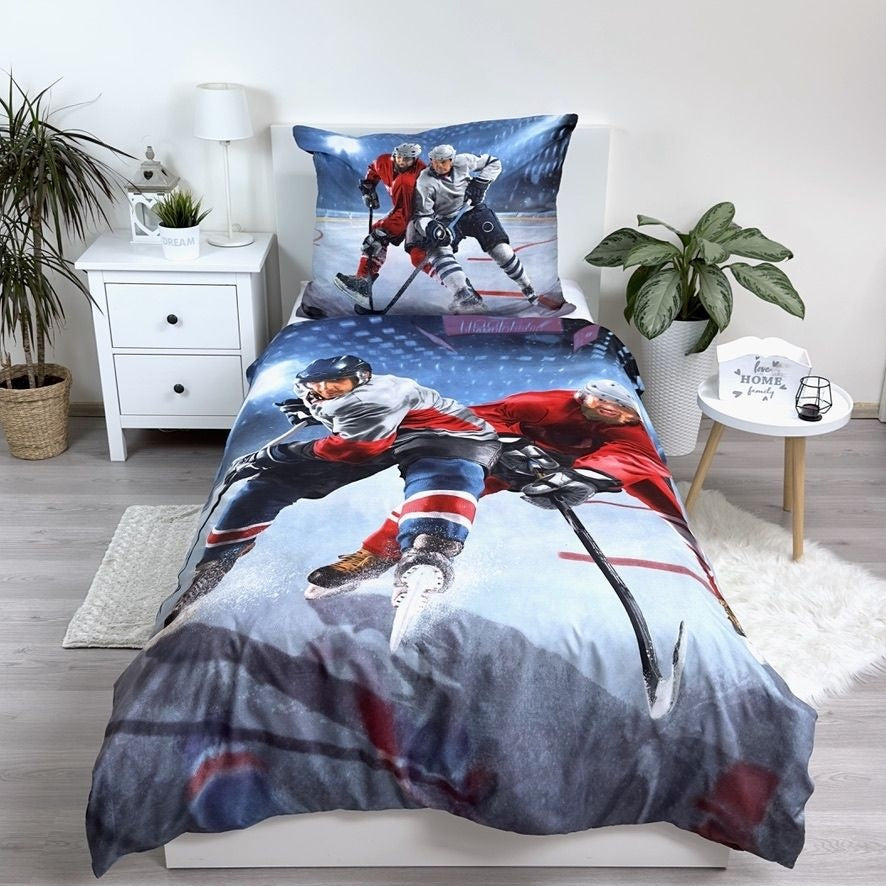 Dekbedovertrek ijshockey - Microvezel - 1-persoons (140x200 + 70x90 cm)