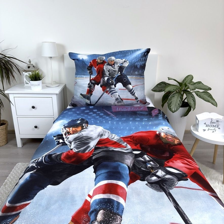 Dekbedovertrek ijshockey - Microvezel - 1-persoons (140x200 + 70x90 cm)