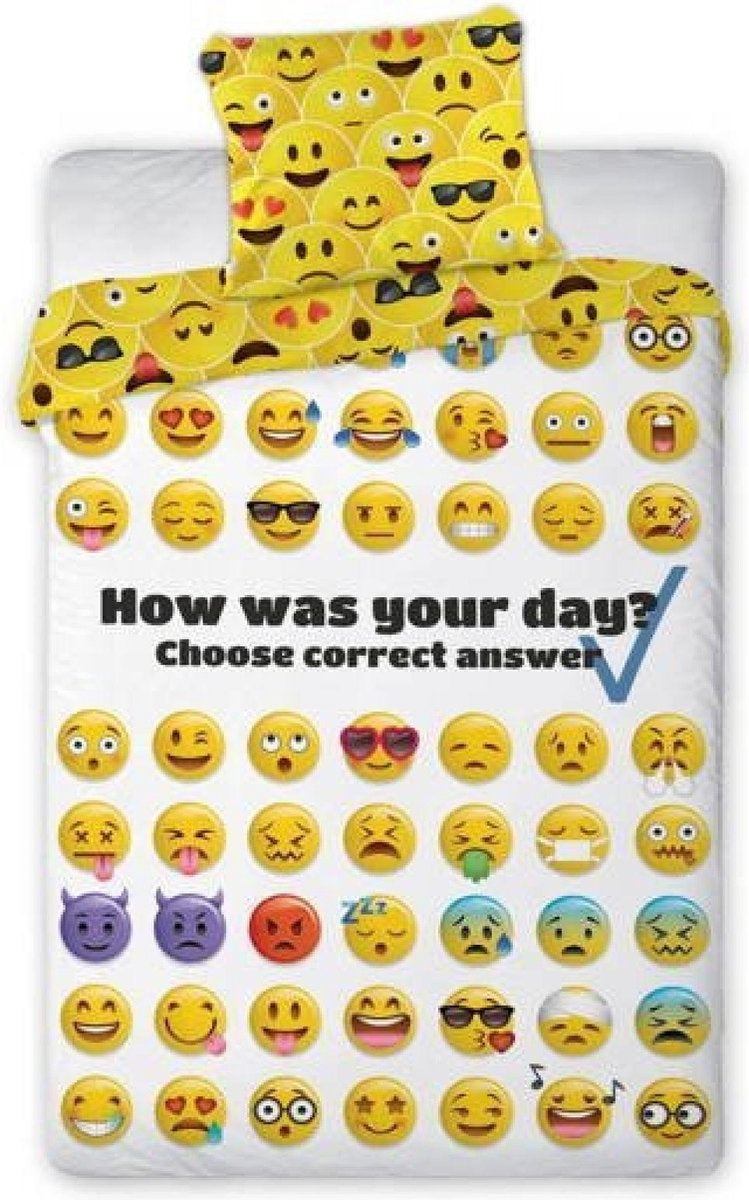 Dekbedovertrek Smileys Emoticons -  katoen - 1-persoons (140x200 + 70x90 cm)