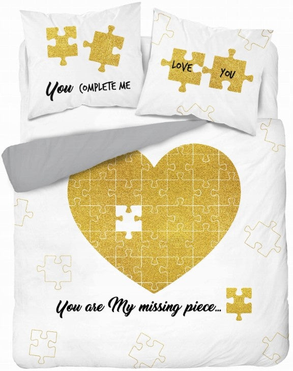 Dekbedovertrek You are my missing piece - Katoen - 2-persoons (220x200 + 2st. 70x80 cm)