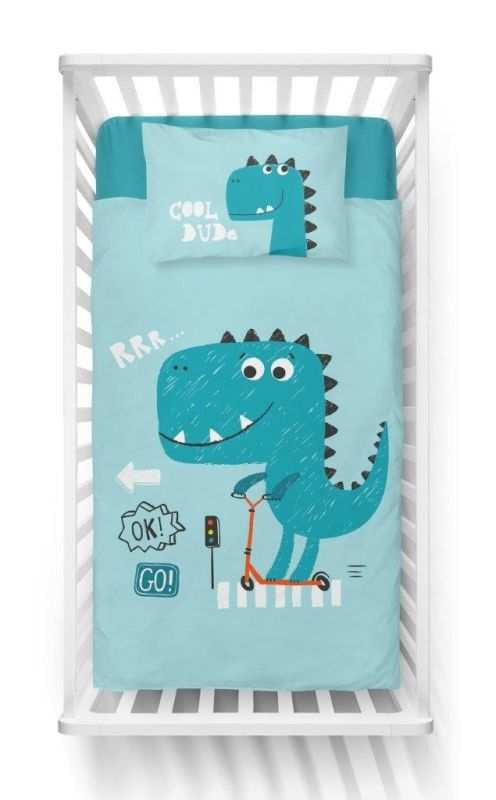 Ledikant dekbedovertrek Cool dude blauw - 100x135 + 40x60 cm - katoen