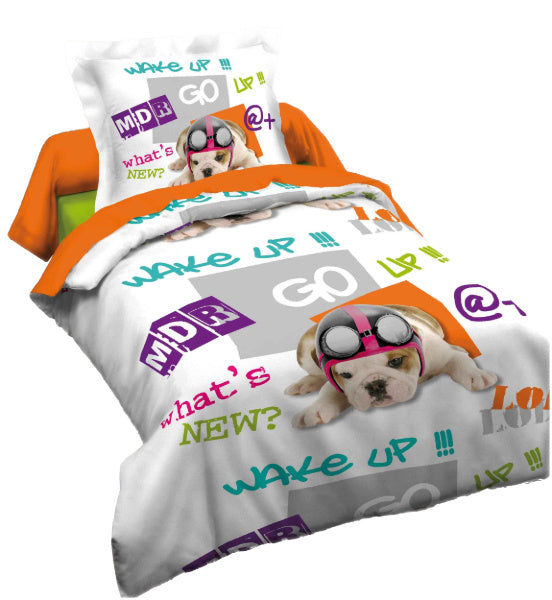 Kinderdekbedovertrek Dog - Katoen - 1-persoons (140x200 + 68x76 cm)