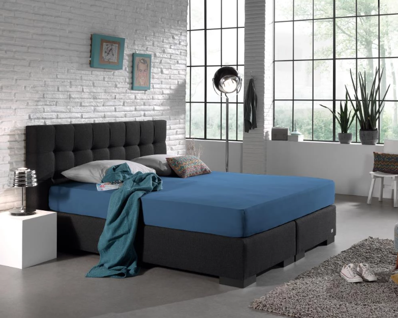 Hoeslaken - dubbel jersey - blauw