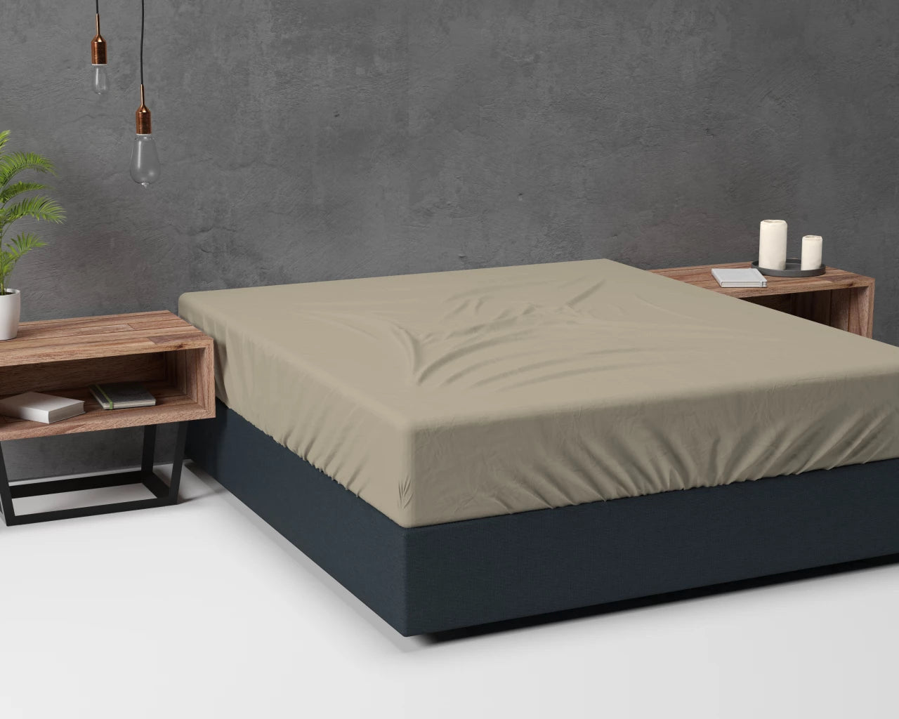 Hoeslaken - flanel - taupe