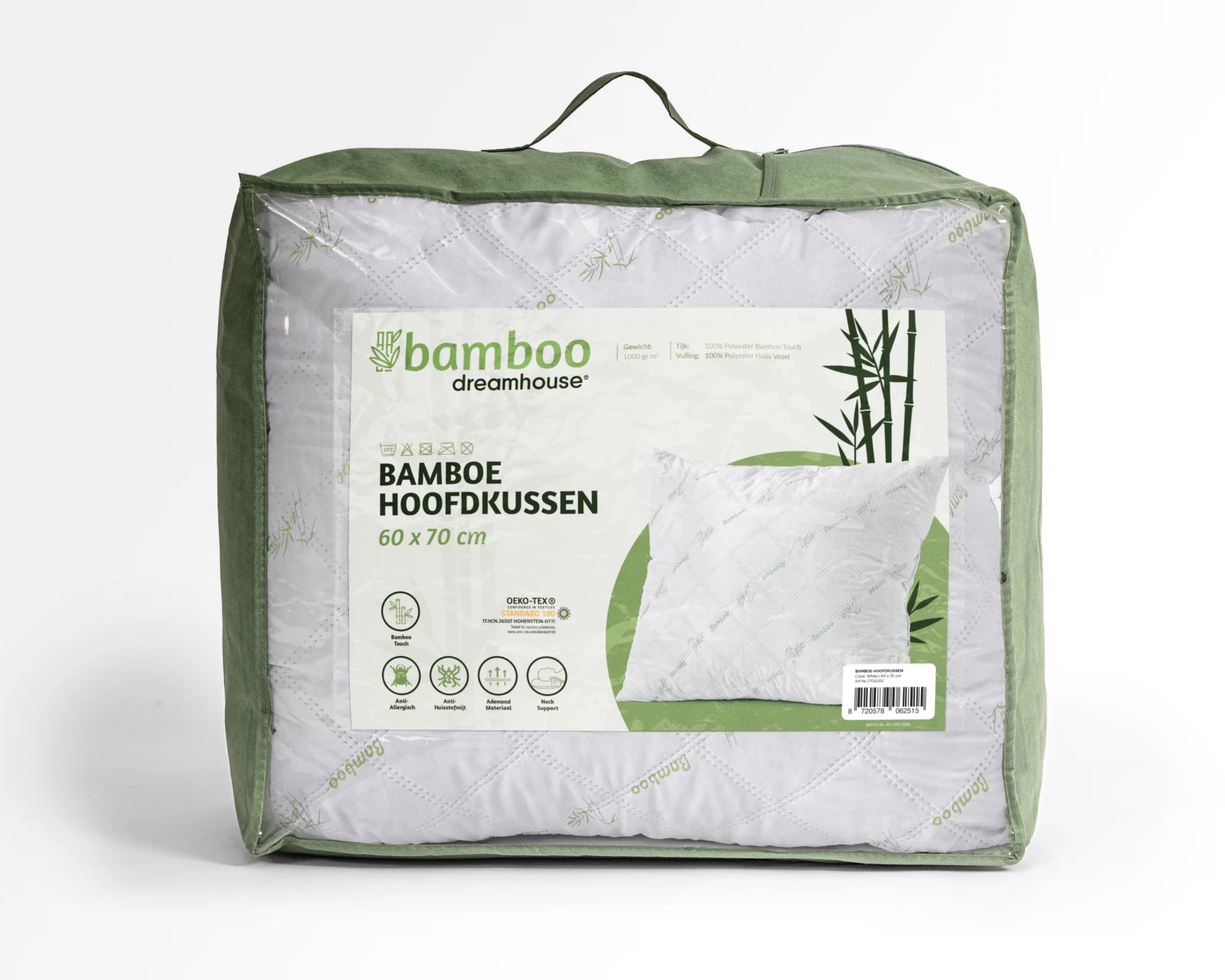 Hoofdkussen - bamboe - holle vezel - 60x70 cm