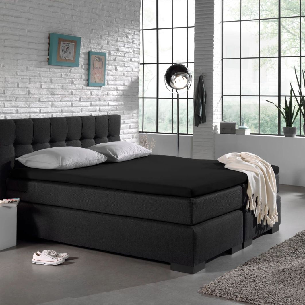 Topper hoeslaken - jersey - 70/80x200 cm - zwart