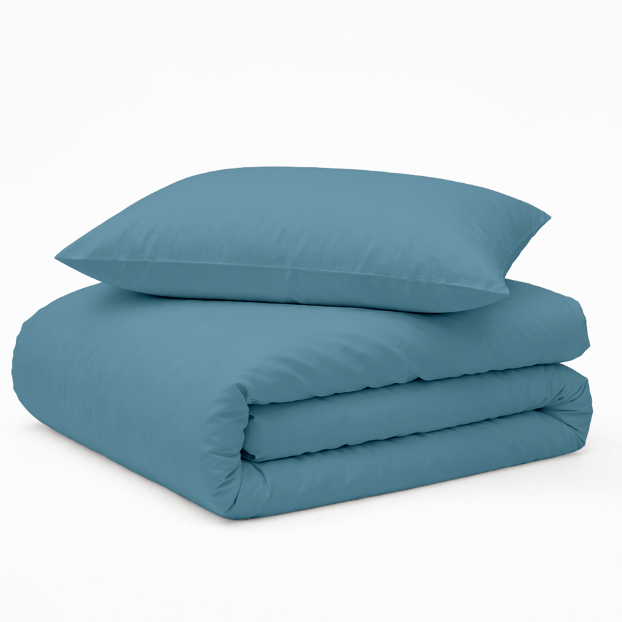 Decoware ledikant dekbedovertrek uni - blauw - katoen
