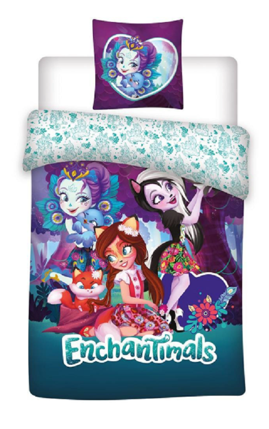 Enchantimals kinderdekbedovertrek Enchantimals - microvezel - 1-persoons (140x200 + 65x65 cm)