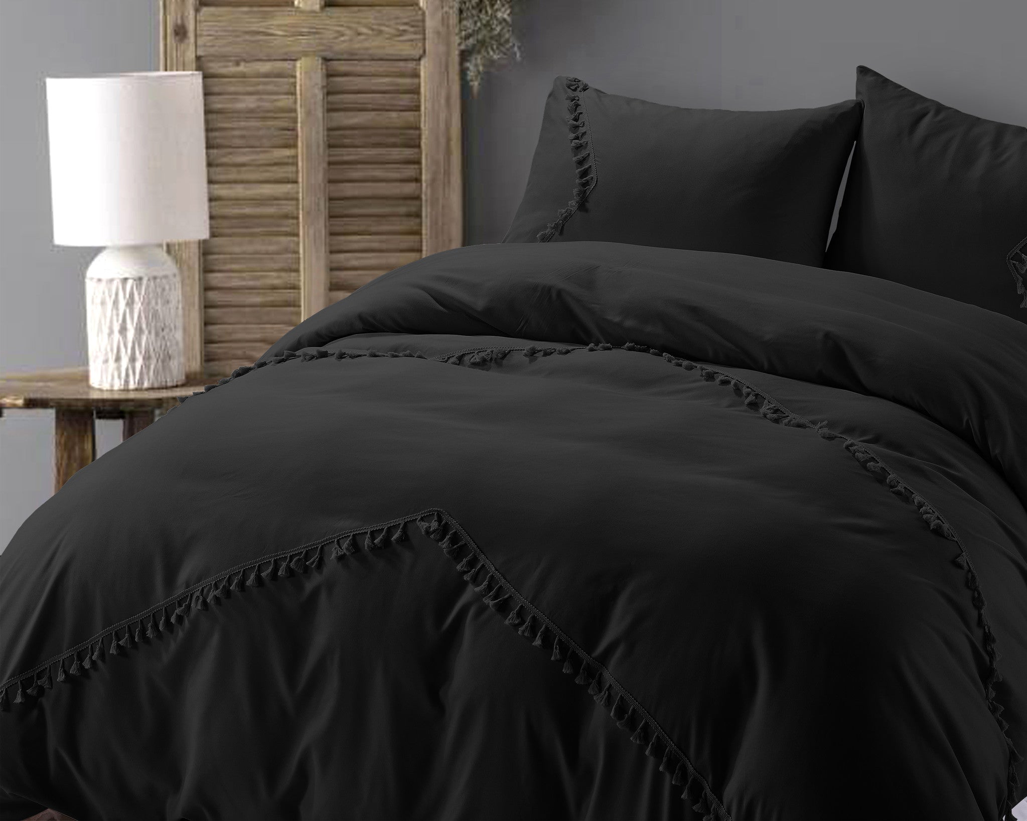 ZENsation dekbedovertrek Fashion Lace zwart - Microvezel - 1-persoons (140x220 + 60x70 cm)