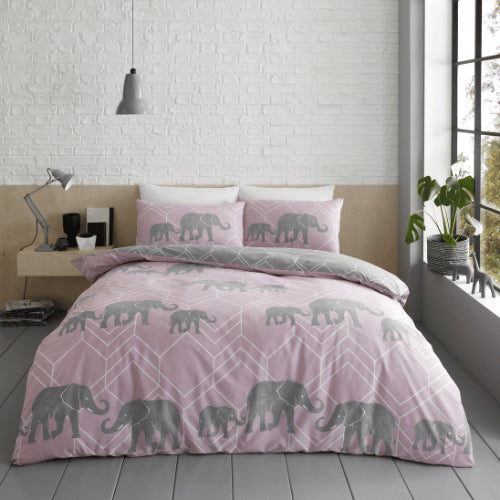 Polykatoen dekbedovertrek Geo olifant - Lits-jumeaux - 230x220 + 2st 50x75 cm