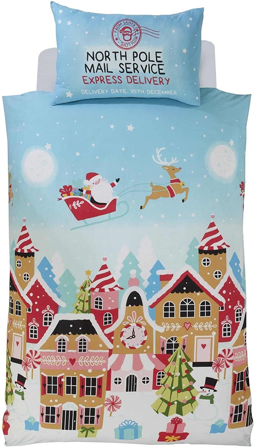 Kerst peuter dekbedovertrek Gingerbread town - 120x150 + 40x60 cm