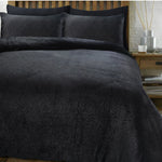 Fleece dekbedovertrek onderkant microvezel Deco foil - zwart