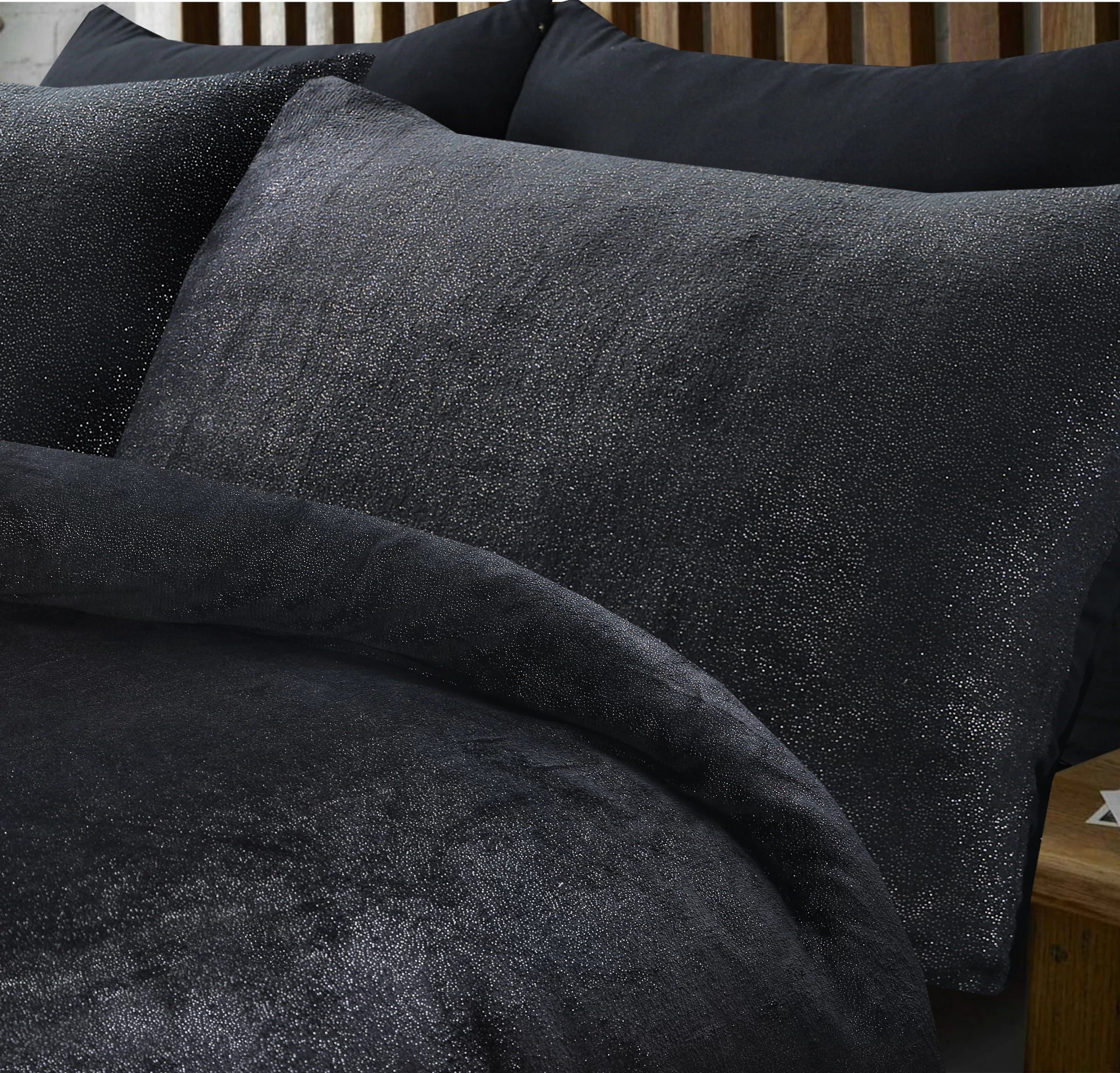 Fleece dekbedovertrek onderkant microvezel Deco foil - zwart