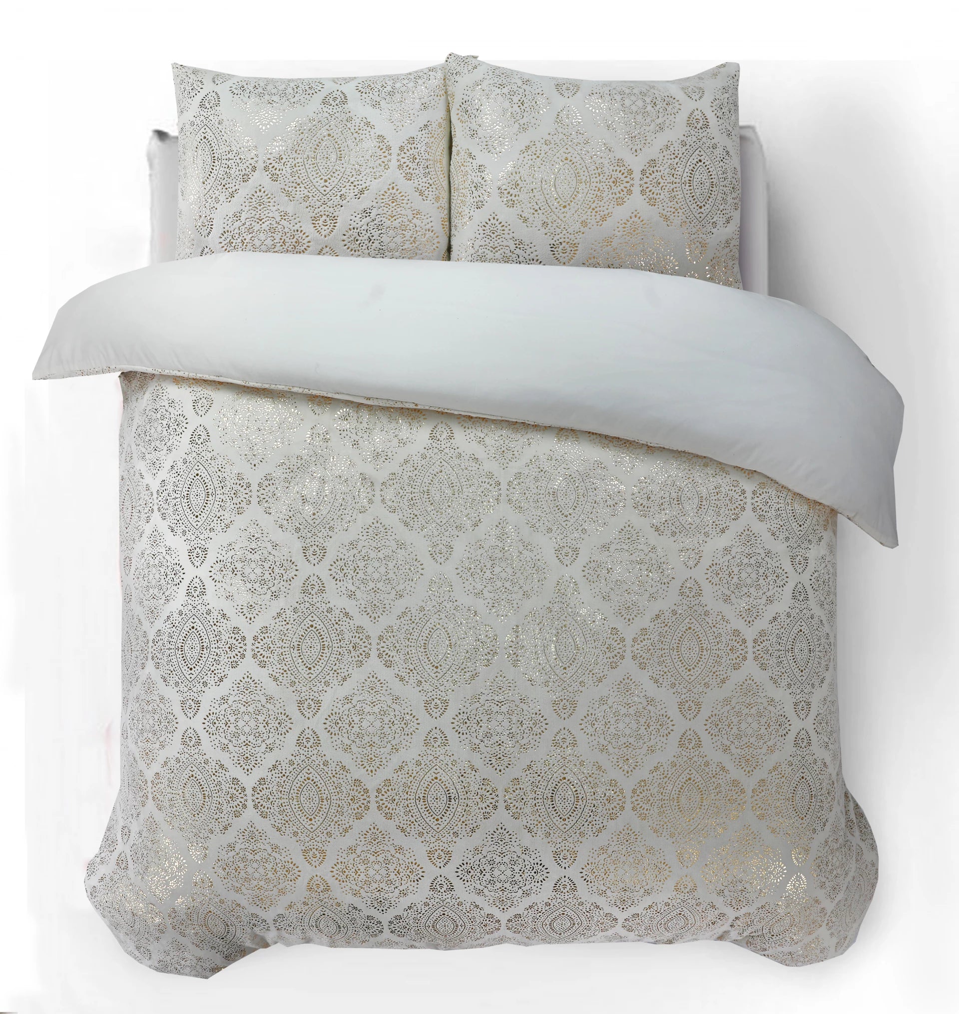 Fleece dekbedovertrek onderkant microvezel Art foil - creme - 1-persoons (140x220 + 60x70cm)