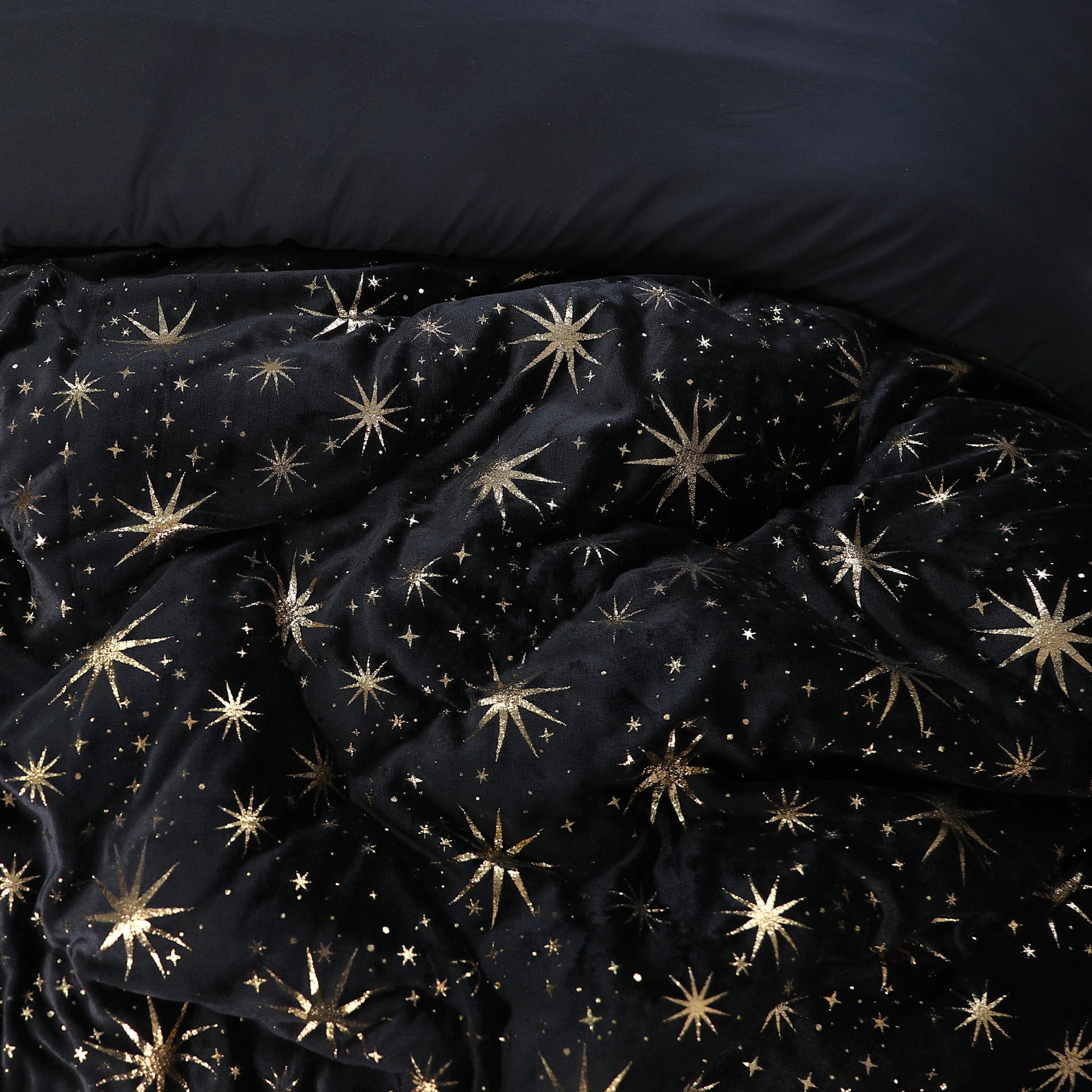 Dekbedovertrek fleece onderkant microvezel Stars foil - zwart