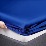 Glans satijn hoeslaken - Blauw
