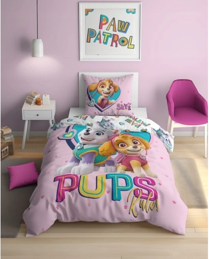 Glow in the dark dekbedovertrek Paw Patrol - Pups rules - katoen - 1-persoons (140x200 + 70x80 cm)