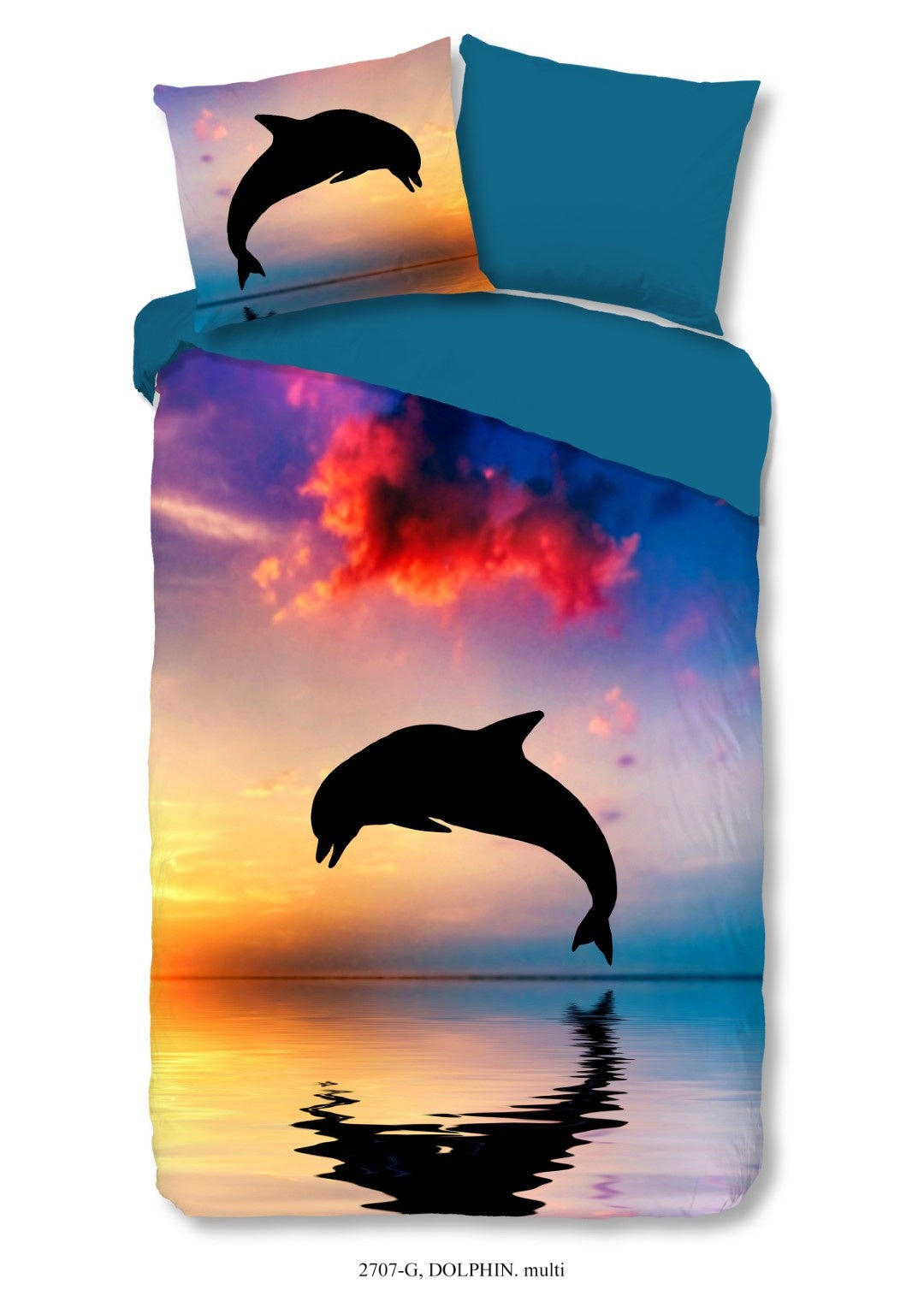 Kinderdekbedovertrek Dolfijn sunset - katoen - 1-persoons (140x220 + 60x70 cm)
