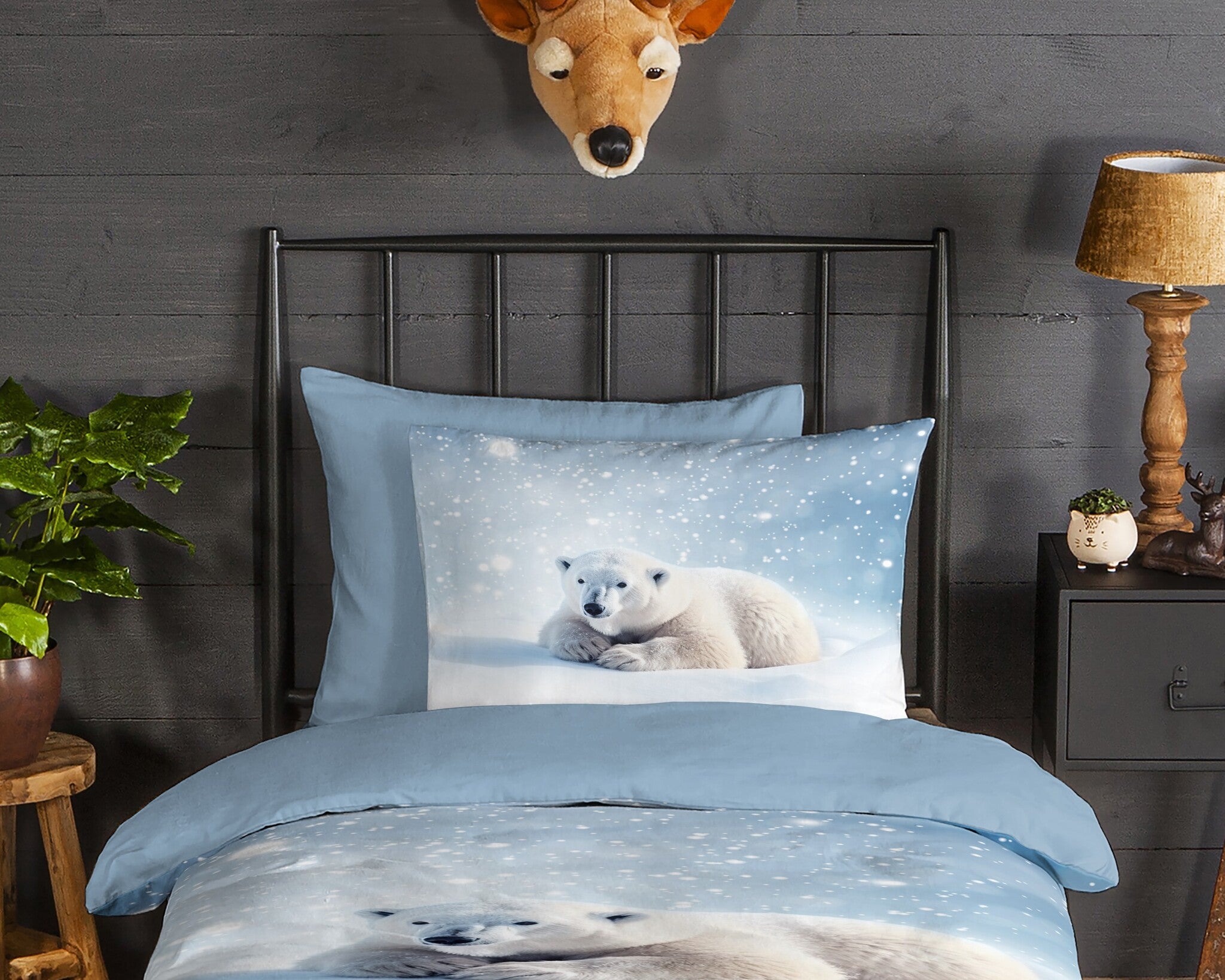 Flanel dekbedovertrek Esben - 1-persoons (140x220 + 60x70 cm)