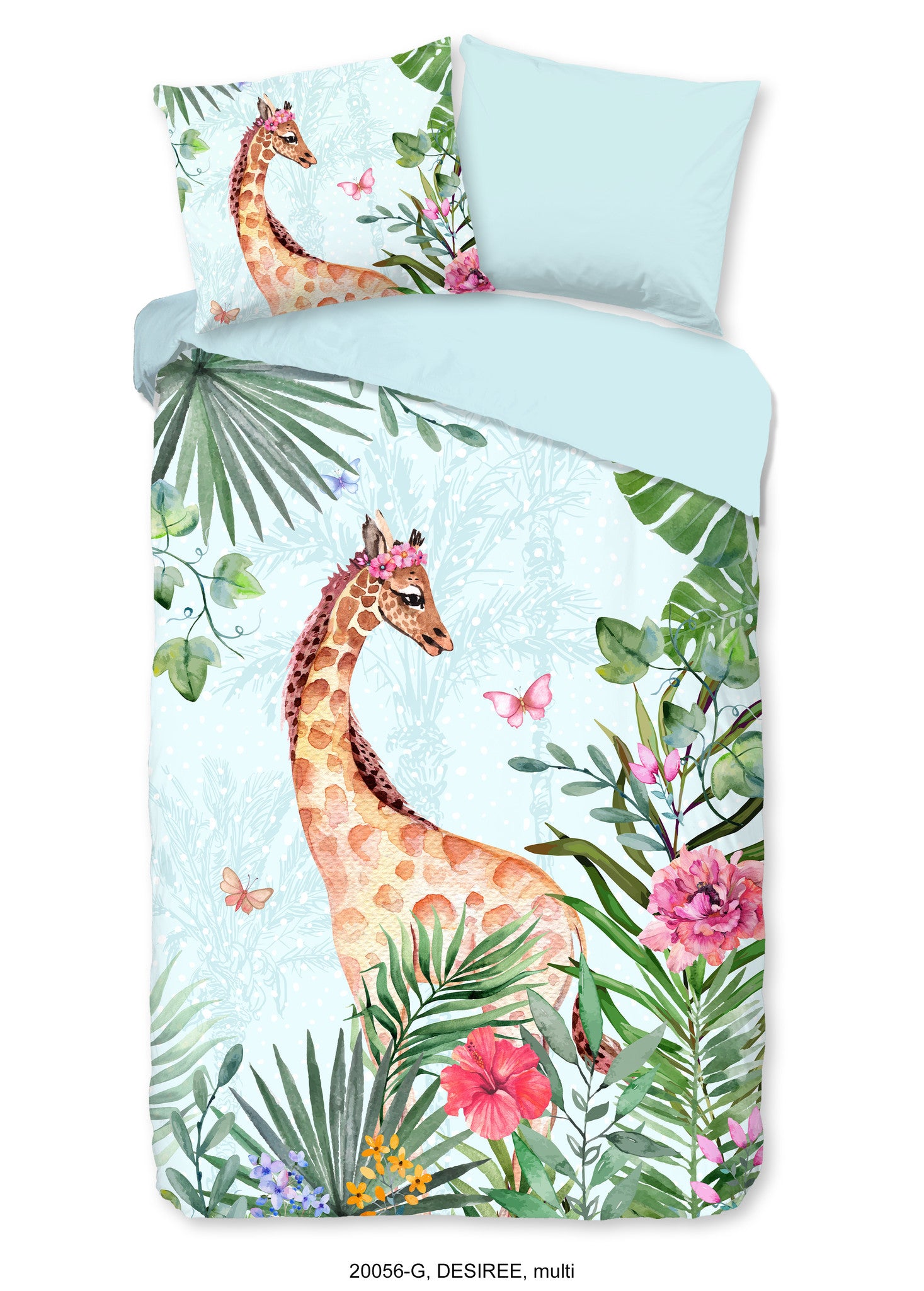 Kinderdekbedovertrek Giraffe jungle - Katoen - 1-persoons (140x220 + 60x70 cm)