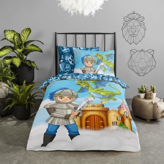 Kinderdekbedovertrek Knight - katoen - 1-persoons (140x220 + 60x70 cm)