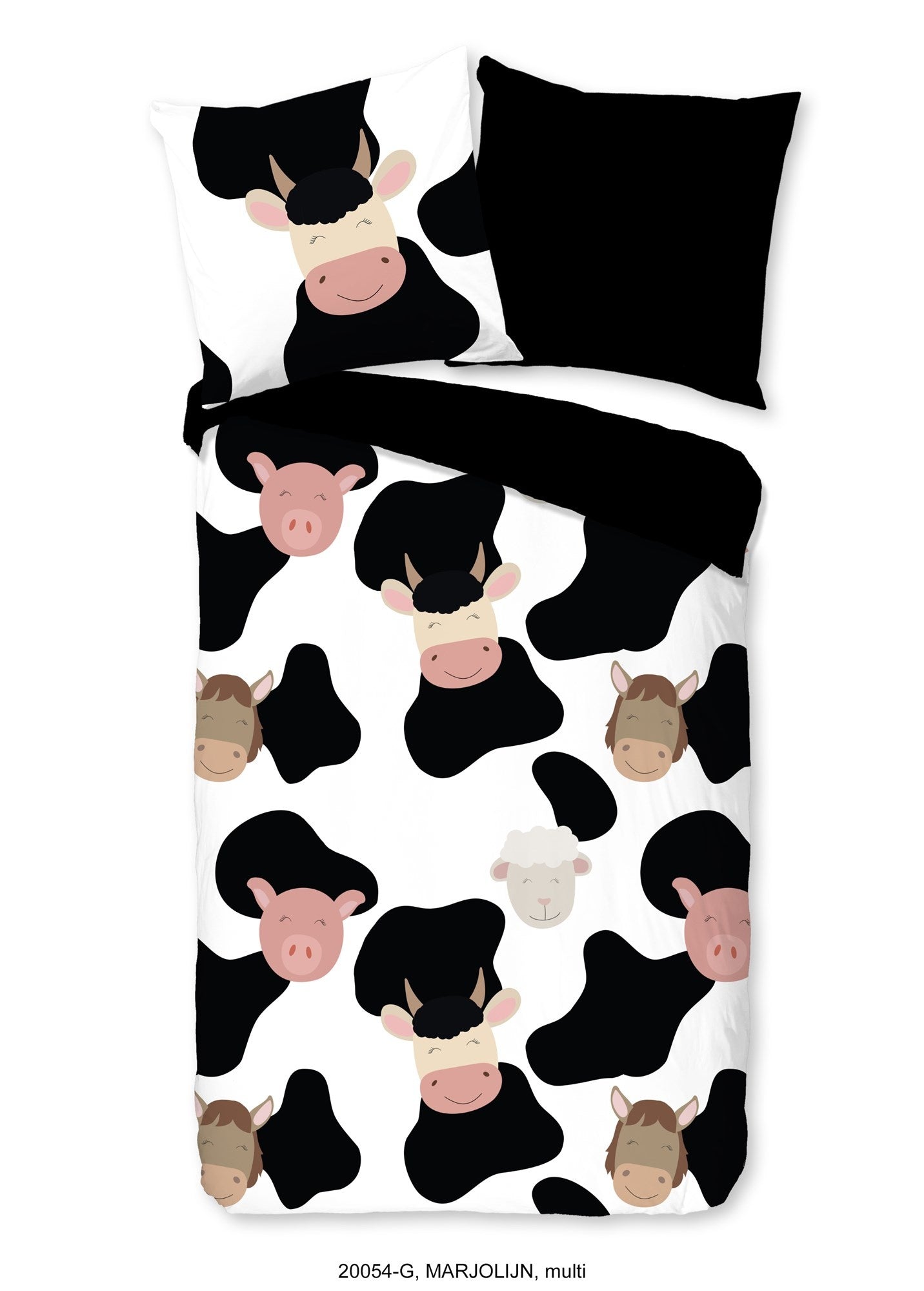 Kinderdekbedovertrek Cow & friends - Katoen - 1-persoons (140x220 + 60x70 cm)