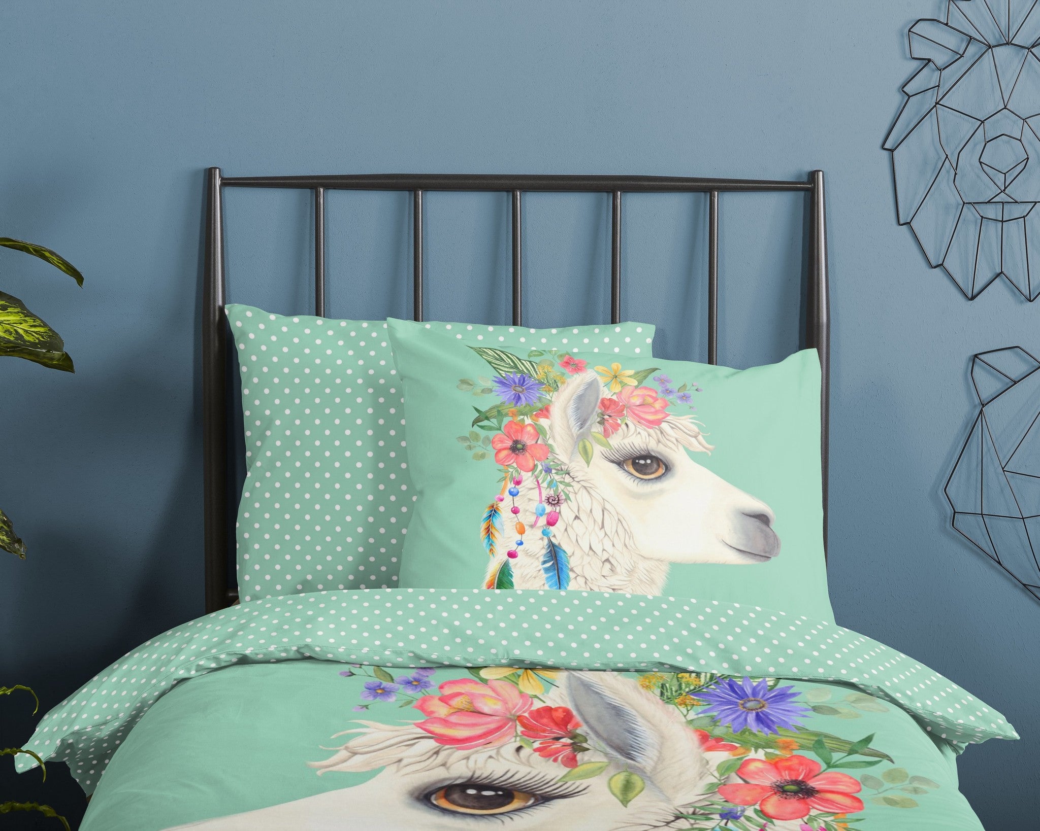 Dekbedovertrek Lama Joey - Katoen - 1-persoons (140x220 + 60x70 cm)
