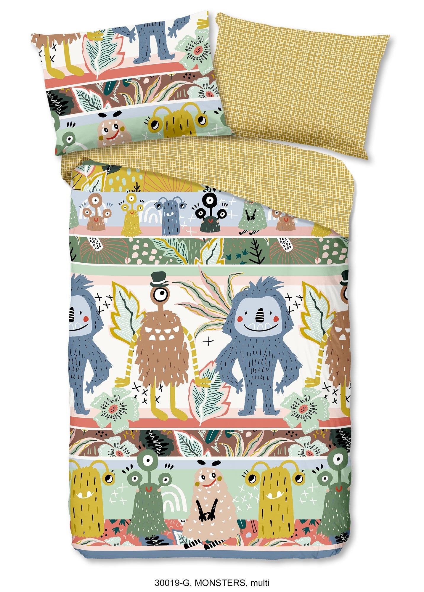 Kinderdekbedovertrek monsters - Katoen - 1-persoons (140x220 + 60x70 cm)