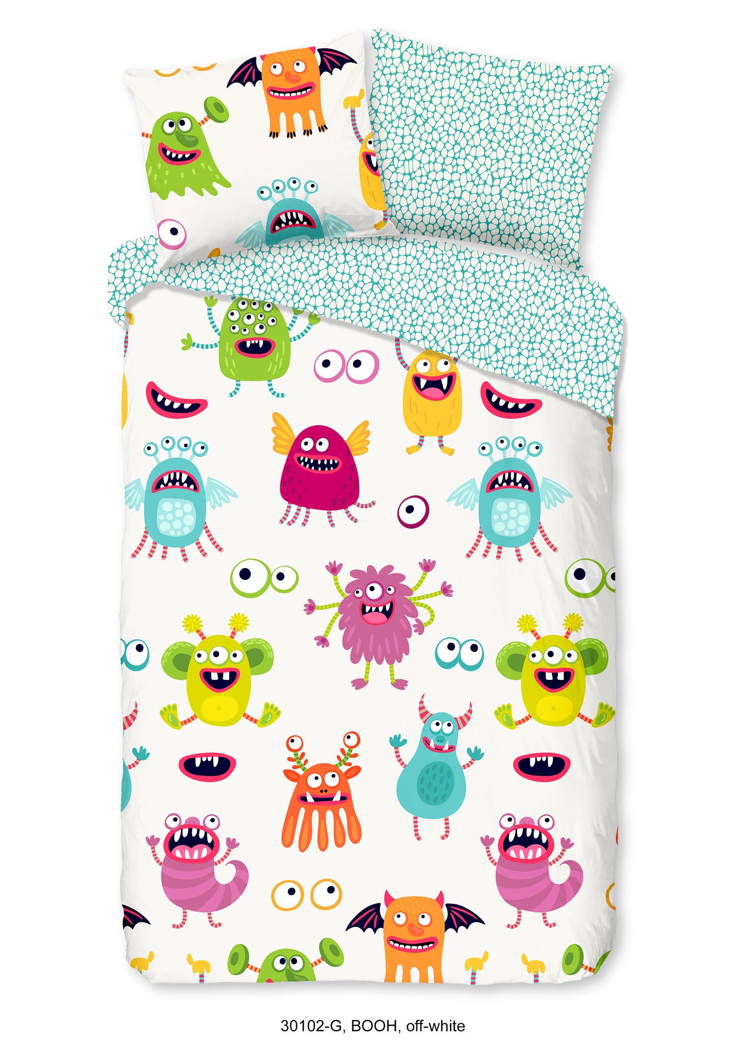 Kinderdekbedovertrek monsters - Katoen - 1-persoons (140x220 + 60x70 cm)