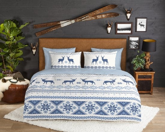 Flanel dekbedovertrek Nordic - blauw - 2-persoons (200x220 + 2st 60x70cm)