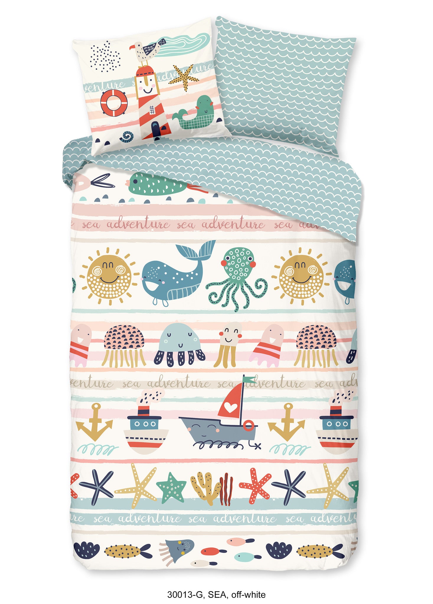 Kinderdekbedovertrek Sea - Katoen - 1-persoons (140x220 + 60x70 cm)