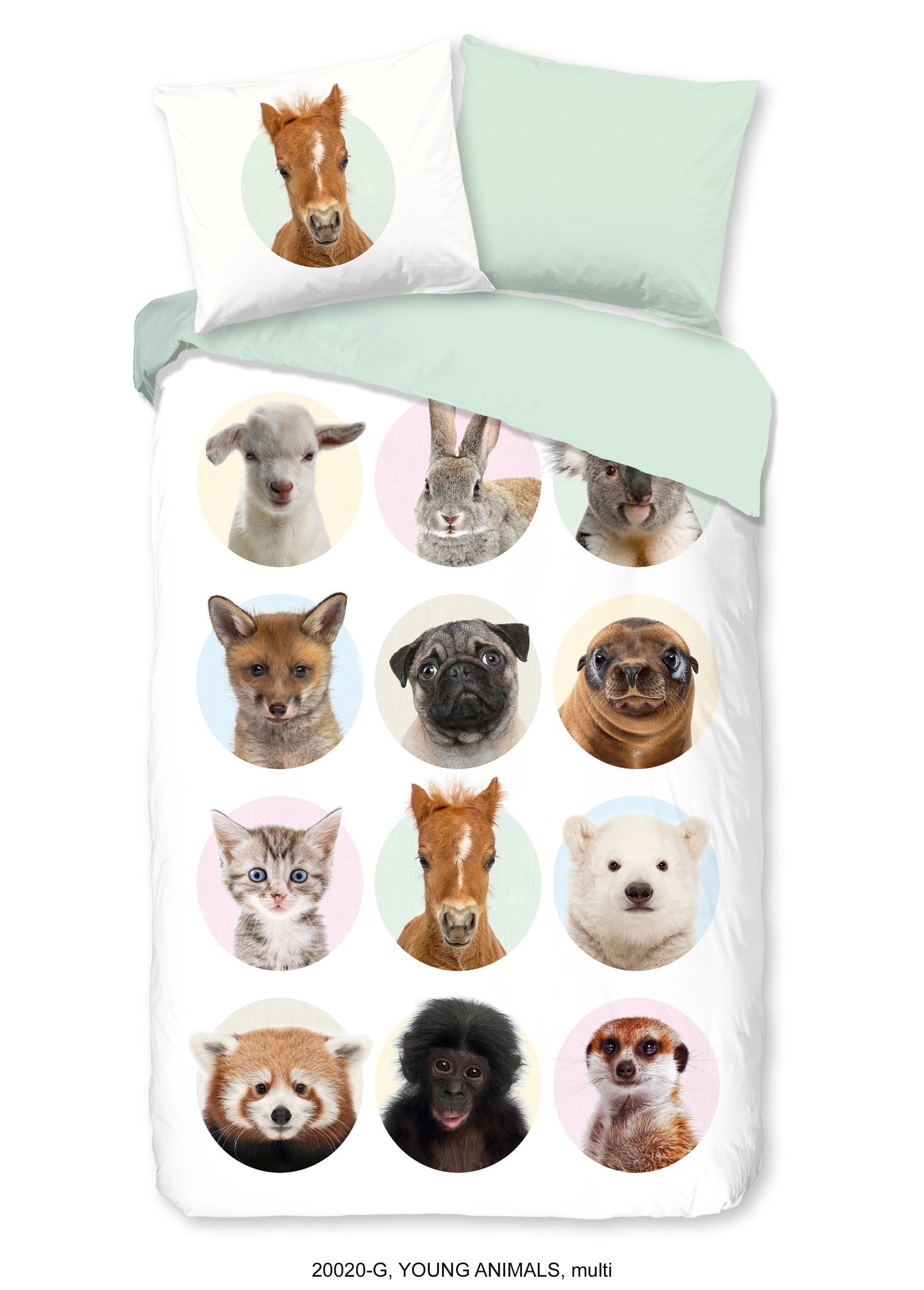 Kinderdekbedovertrek Young animals - Katoen - 1-persoons (140x220 + 60x70 cm)